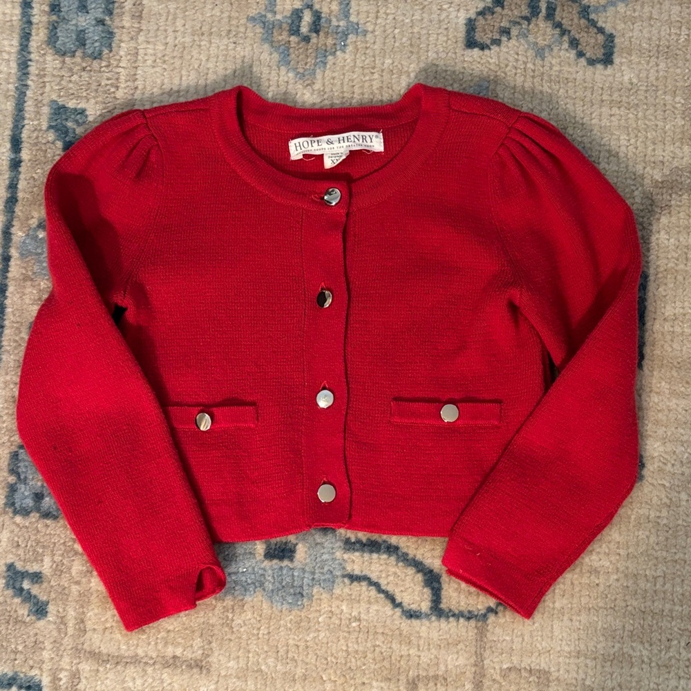 Girls' Red Knit Cardigan